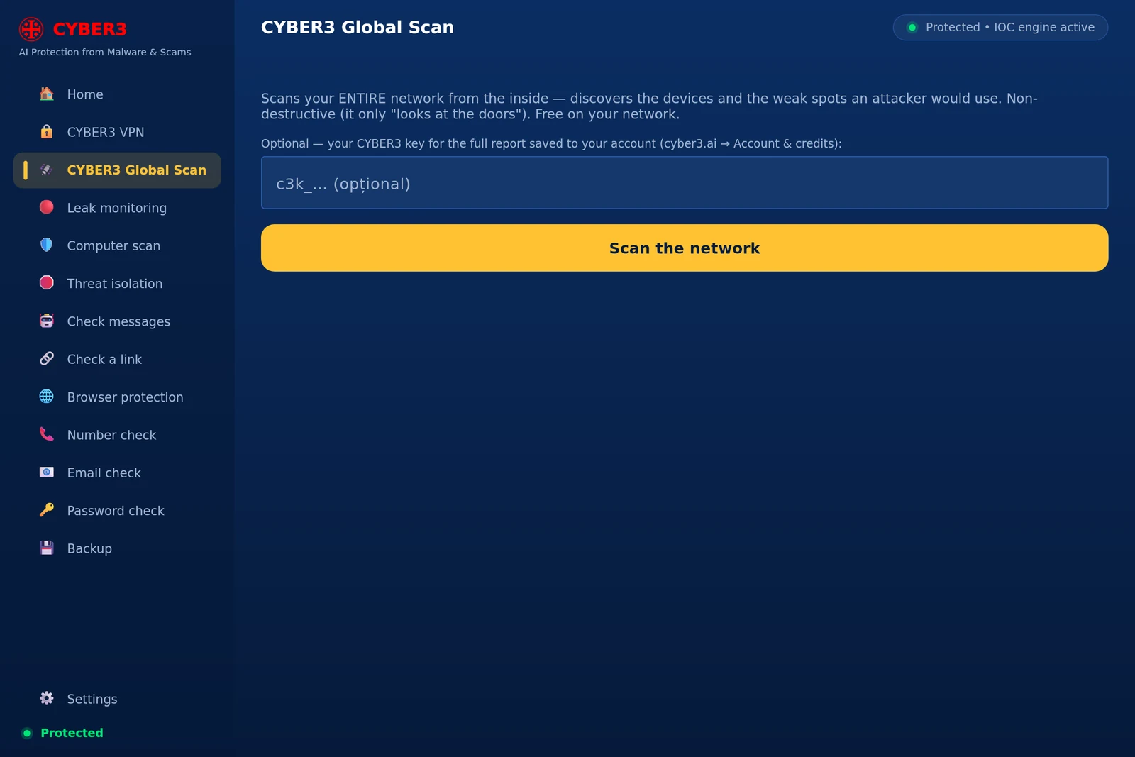 CYBER3 for Windows — Global Scan