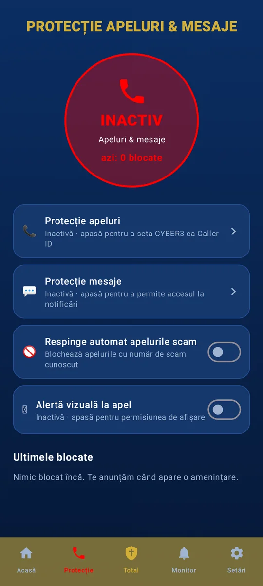 CYBER3 Mobile Protection — Protecție apeluri și mesaje