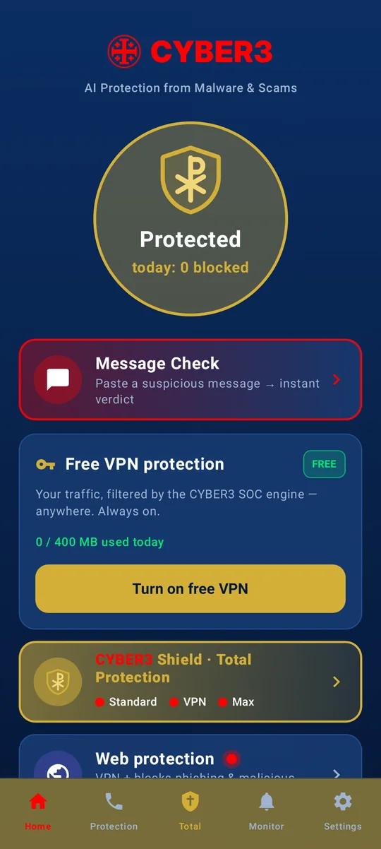 CYBER3 Mobile Protection — Home